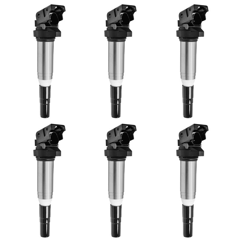 ENA Set of 6 Ignition Coil Pack Compatible with BMW 128i 135i 323i 325i 330i 335i 525i 528i 550i 650i M5 M6 X3 X5 X6 Z4 Z8 2.5L 3.0L 4.4L 6.0L Replacement for 12137550012 UF667 - Image 1